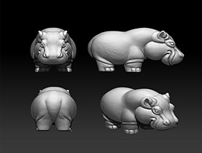 河馬動物精雕模型圖紙_工藝品雕刻機廠家