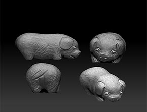 小豬擺件精雕模型圖_玉石雕刻機廠家