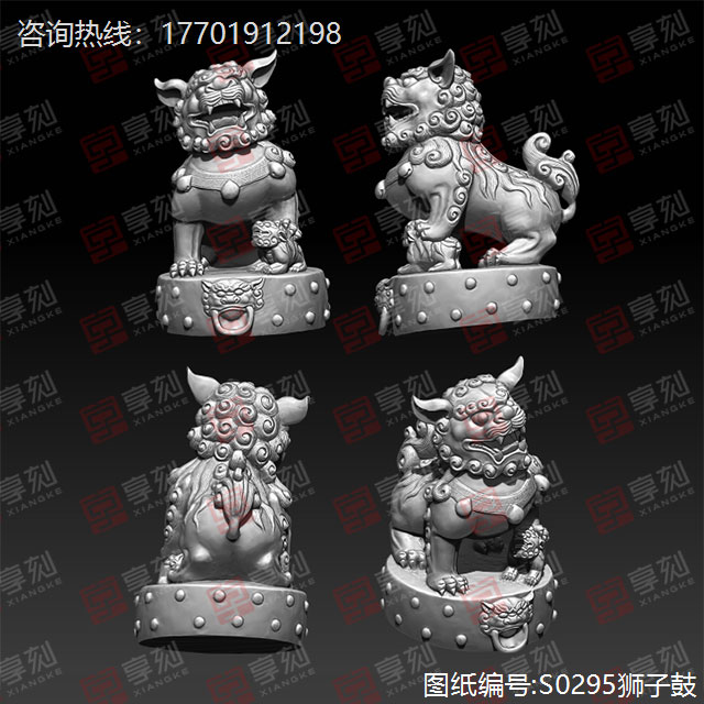 國潮風獅子擺件模型精雕圖