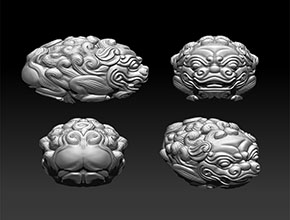 橄欖核獅子核雕電腦精雕模型圖_珠子核雕自動雕