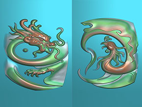 龍鳳玉雕對牌模型精雕圖_玉石雕刻機廠家