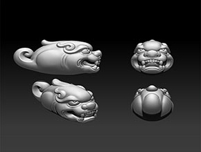 古代獸手把件精雕圖模型圖_玉石珠子雕刻機廠家