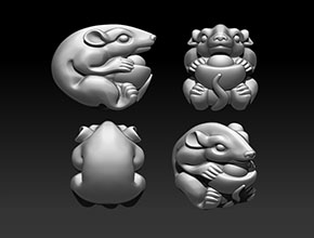 鼠元寶手把件玉石精雕模型圖_玉石電腦雕刻機廠