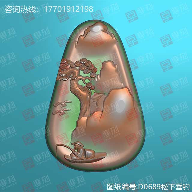 仿古山水電腦玉石精雕圖