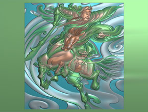 戰馬與關羽電腦精雕圖_玉石雕刻機廠家