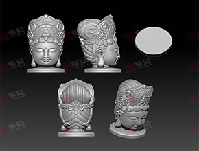 觀音頭部精雕模型圖_四軸玉石雕刻機廠家