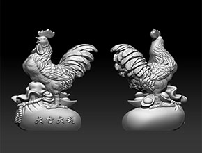 雄雞擺件STL模型精雕圖_立體玉石雕刻機廠家