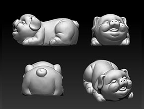 福豬擺件精雕stl模型圖_工藝品雕刻機廠家