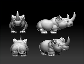 可愛犀牛擺件電腦玉雕3d模型圖_立體玉石雕刻機