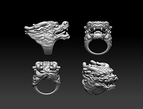 霸氣龍玉石戒指玉雕圖紙設計_電腦玉石雕刻機廠