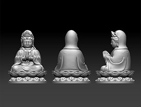 觀音菩薩玉石雕刻電腦模型stl圖_數控五軸玉石雕