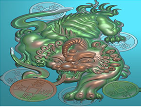 銅幣錢貔貅款玉雕圖紙下載_數控玉石雕刻機廠家