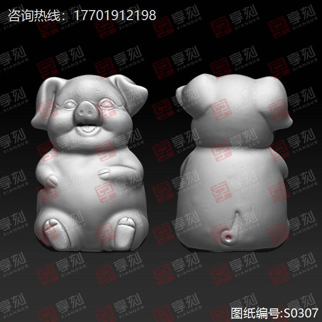 胖豬工藝品STL模型玉雕圖紙