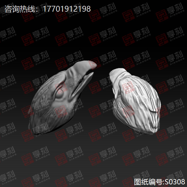 鷹頭吊墜精雕模型STL玉雕電腦