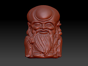 福祿壽之壽星人物擺件玉雕圖紙_立體人物雕刻機