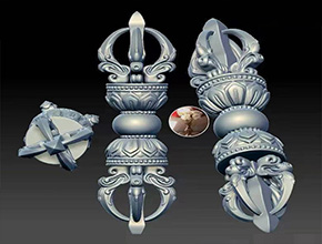 金剛杵降法器玉雕精雕圖紙_電腦玉石雕刻機廠家