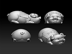 招財豬手把件擺件玉石精雕圖_電腦玉石雕刻機廠