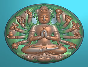 千手觀音圓牌玉雕電子圖紙_電腦玉石雕刻機廠家