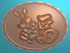 兔子月餅圖案精雕圖紙下載_數控玉石雕刻機廠家