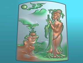 四大美人西施玉石精雕圖紙下載_電腦玉石雕刻機