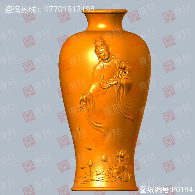 觀音花瓶擺件玉石雕刻圖紙