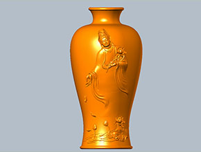 觀音花瓶擺件玉石雕刻圖紙_五軸玉石雕刻機廠家