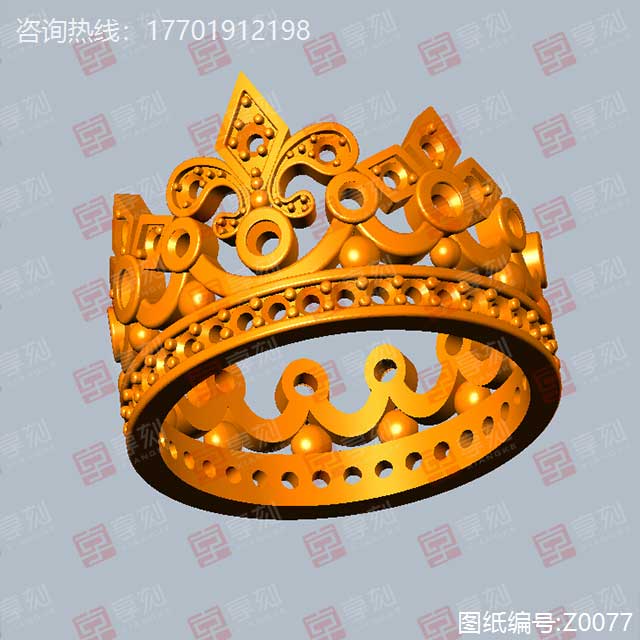 蠟模皇冠戒指模型STL雕刻圖紙