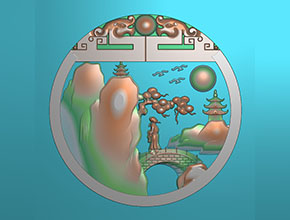 翡翠山水平安扣玉雕圖紙_電腦數控玉石雕刻機廠