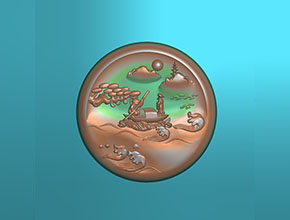 李白山水翡翠掛件精雕圖_電腦數控玉石雕刻機廠