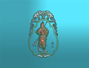關羽佛公吊墜玉雕圖紙下載_電腦數控玉石雕刻機