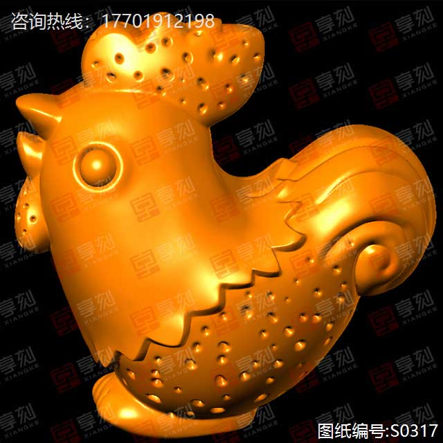 公雞吊墜雕刻模型圖紙