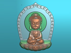 萌版八大守護神阿彌陀佛玉雕圖紙_電腦數控玉石