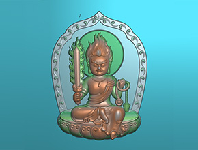 萌版八大守護神不動明王玉石雕刻圖紙_電腦數控