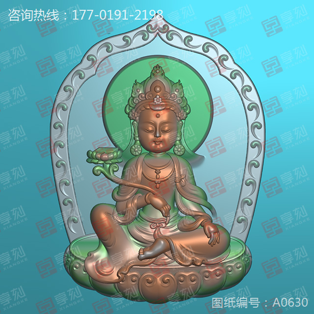 萌版八大守護神大勢至菩薩玉雕圖紙