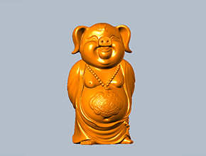 長壽豬擺件立體雕刻圖紙_電腦數控玉石雕刻機廠