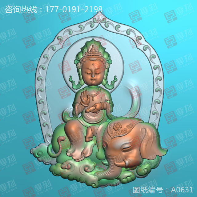 萌版八大守護神普賢菩薩玉雕圖紙