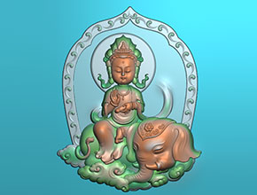 萌版八大守護神普賢菩薩玉雕圖紙_電腦數控玉石