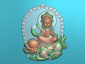 萌版八大守護神文殊菩薩玉雕圖紙_電腦數控玉石