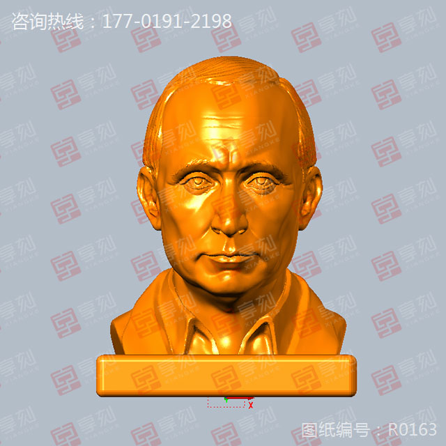 普金大帥立體頭像雕刻模型圖