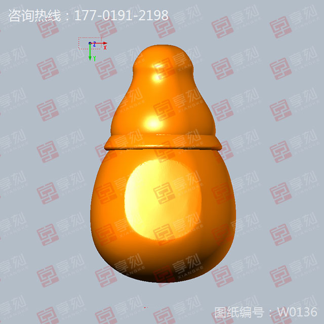 三通珠子雕刻模型圖