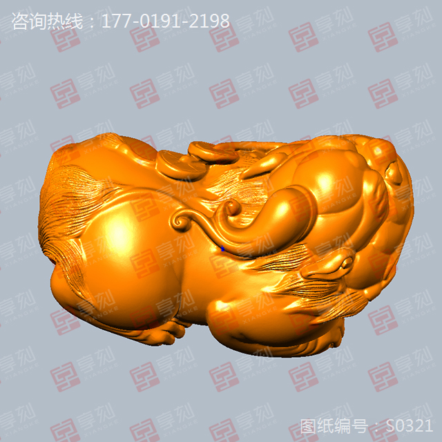 貔貅手把件玉石雕刻圖紙