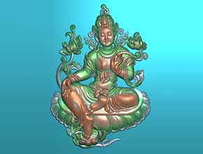 正裝度母觀音浮雕玉石雕刻圖紙_電腦數控玉石雕