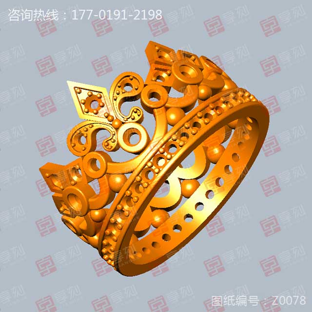 皇冠戒指蠟模模型雕刻圖