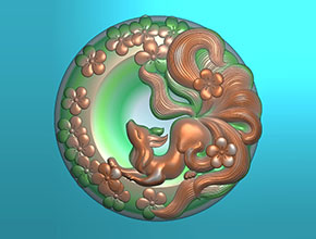 九尾狐玉石掛件玉雕圖紙_電腦數控玉石雕刻機廠