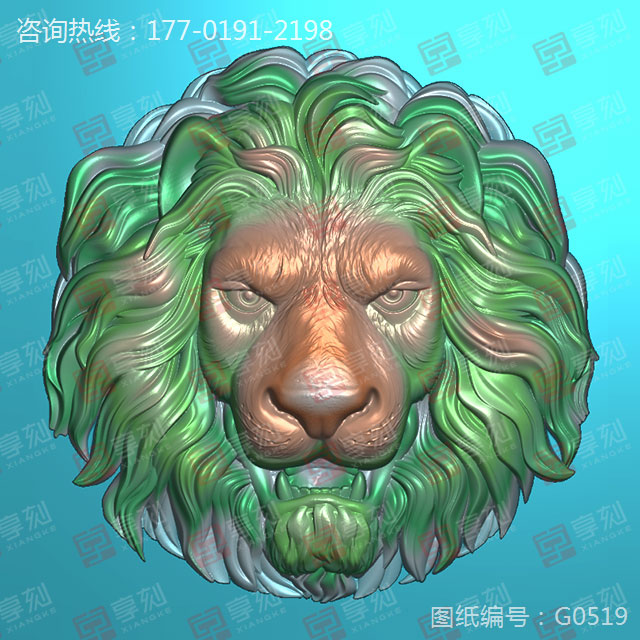 獅子頭浮雕工藝品雕刻圖