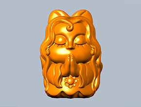 狐仙Q版擺件工藝品雕刻圖_電腦數控玉石雕刻機廠