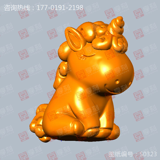 獨角獸Q版馬擺件工藝品雕刻圖