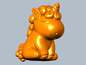 獨角獸Q版馬擺件工藝品雕刻圖_電腦數控玉石雕刻