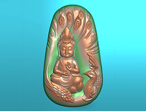 翡翠玉髓掛件孔雀寶寶佛精雕圖紙_電腦數控玉石