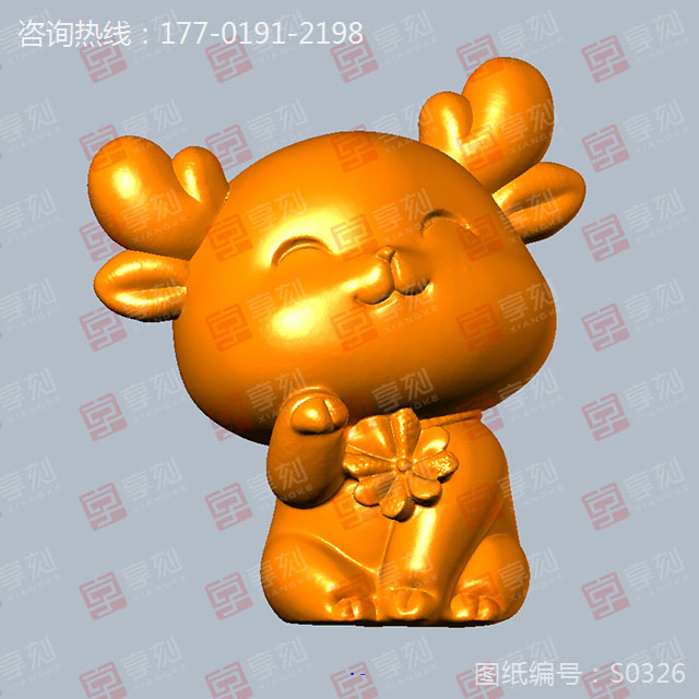 Q版圣誕鹿擺件STL模型精雕圖紙